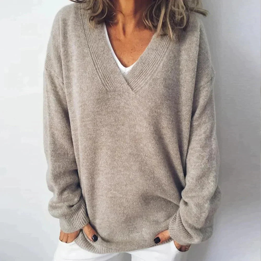 Ivyshape | V-neck Sweater With Long Sleeves