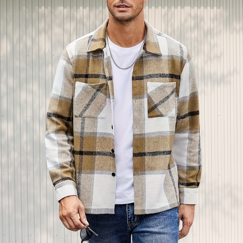 Ivyshape | Plaid Knit Flannel Long-Sleeve