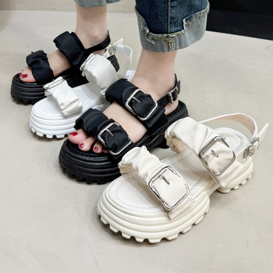 Ivyshape | Pleated Platform Sandals