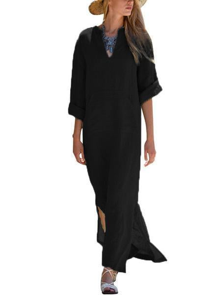 Color Side Split Maxi Long Dress