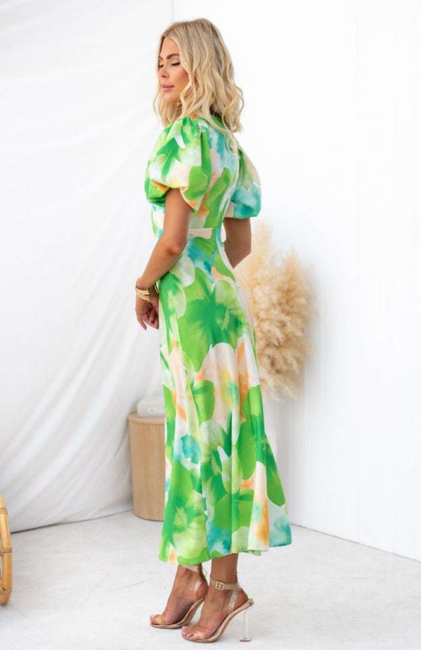 Ivyshape | Puffed Shoulder Maxi Dress