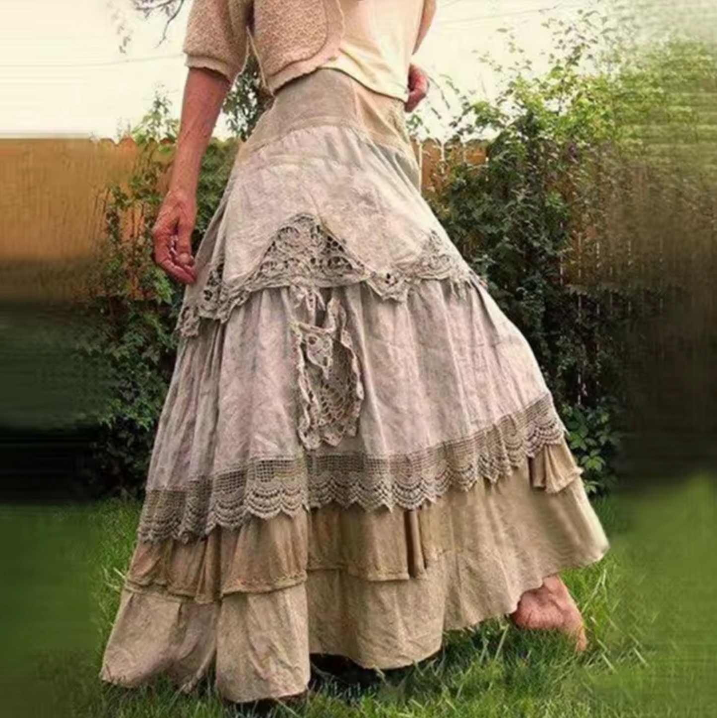 Ivyshape | Long Skirt In Boho Style