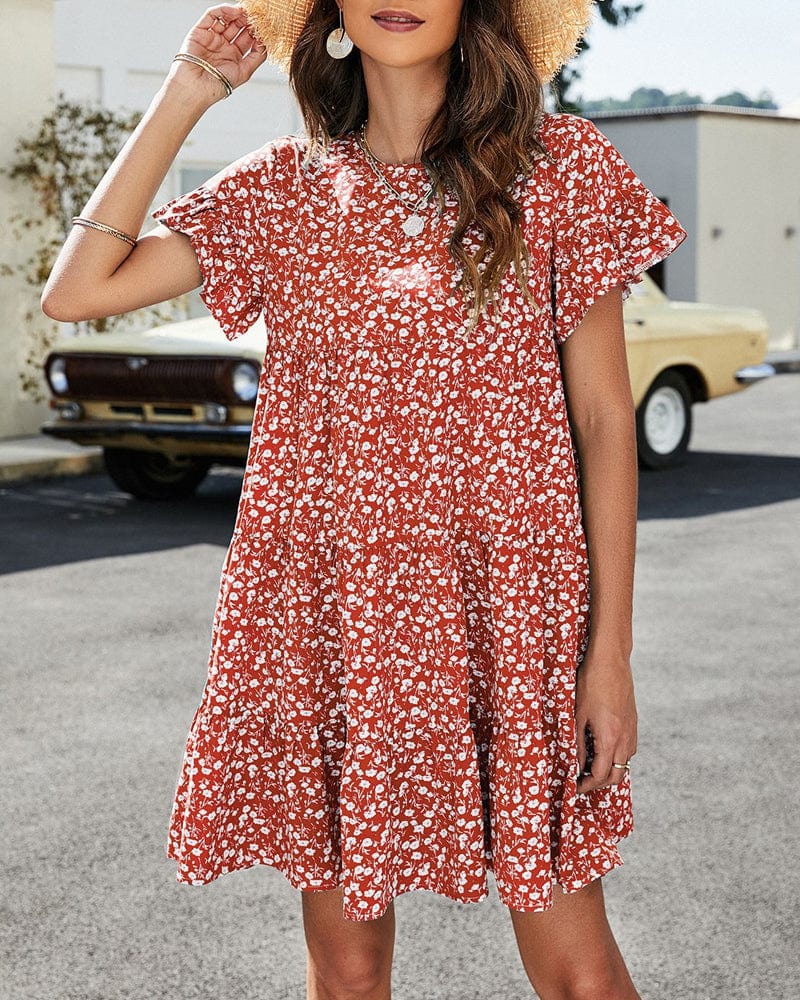 Summer Short Sleeve Floral Dress | Ideal for Summer