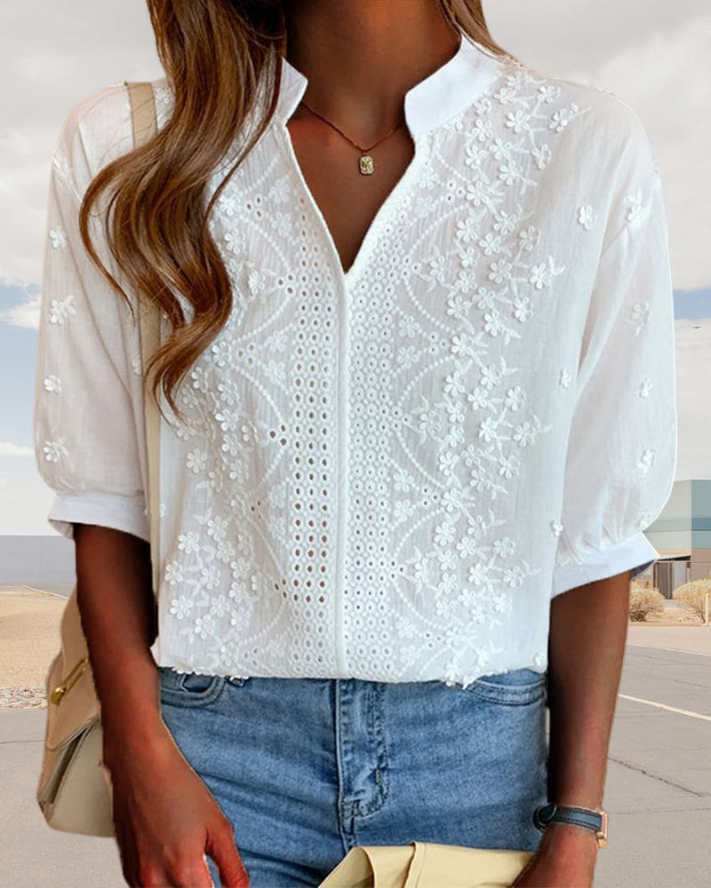 Ivyshape | Women's Blouse with Chic Elevator Puff Sleeves