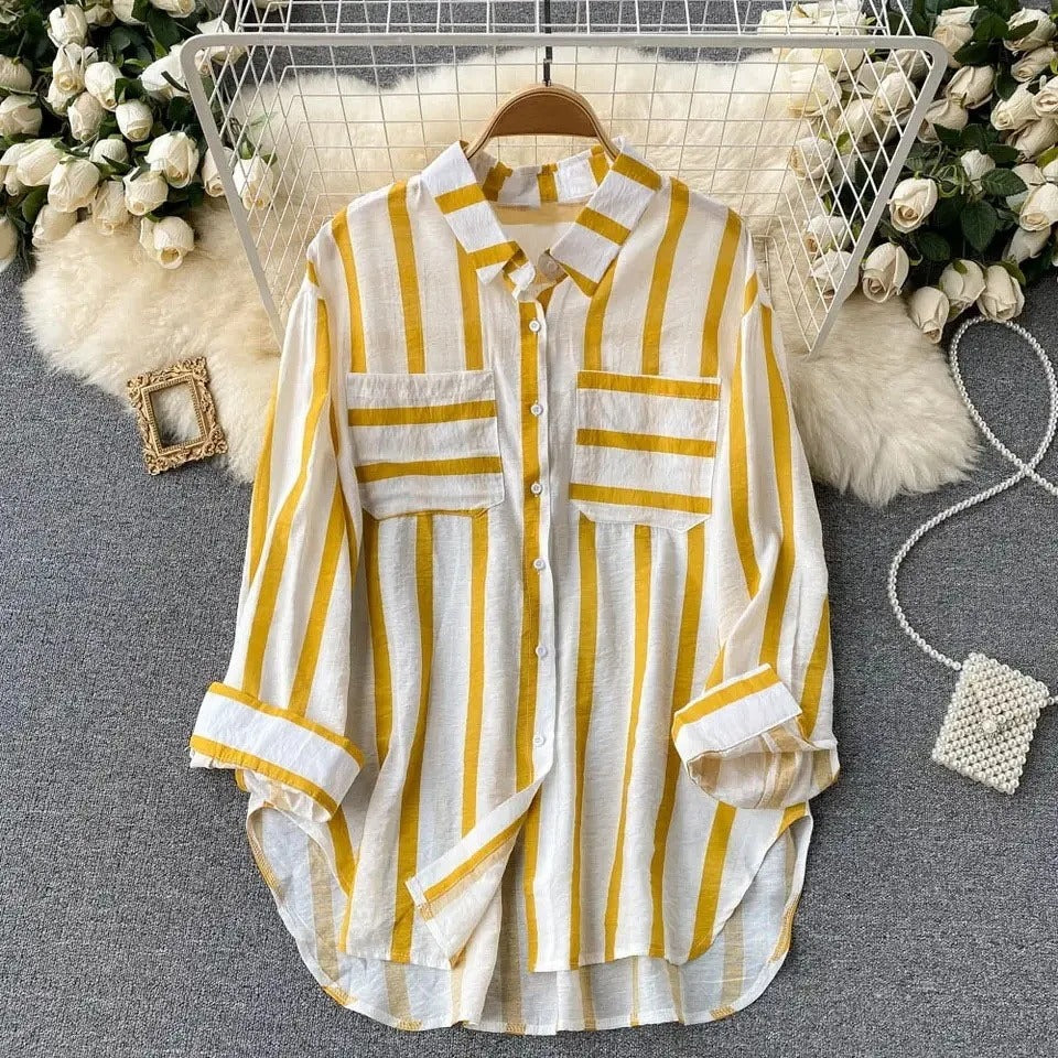 Trendy Striped Long-Sleeve Blouse for Women