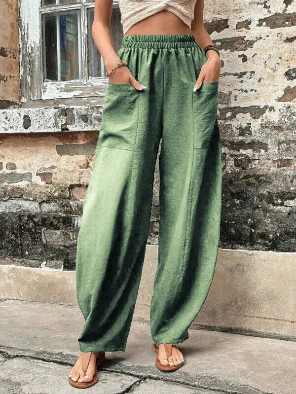 Ivyshape | Wide and Loose Pants with High Elastic Waistband