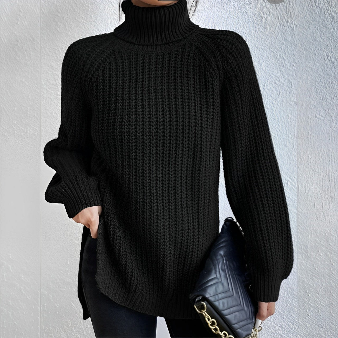 Ivyshape | Thick Turtleneck Sweater Made Of Cotton