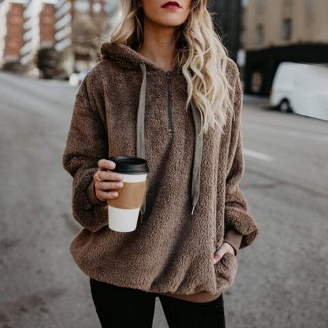 Ivyshape | Stylish and Cozy Fluffy Fleece Hoodie for Women