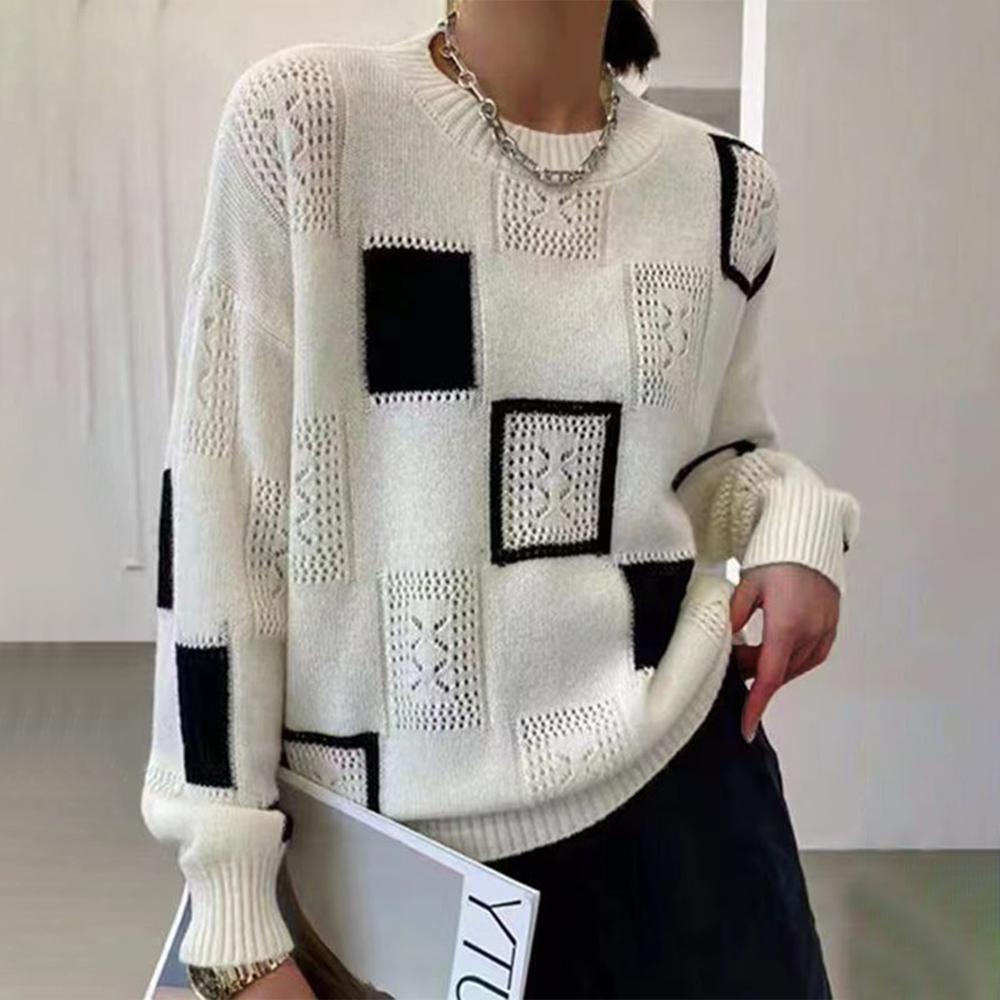 Ivyshape | Relaxed Geometric Sweater