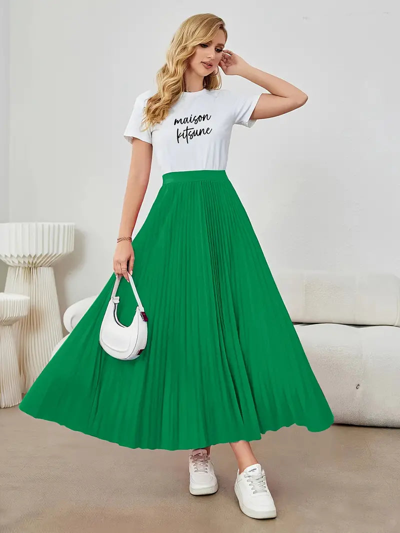 Ivyshape | Women's Stylish Pleated Skirt Long