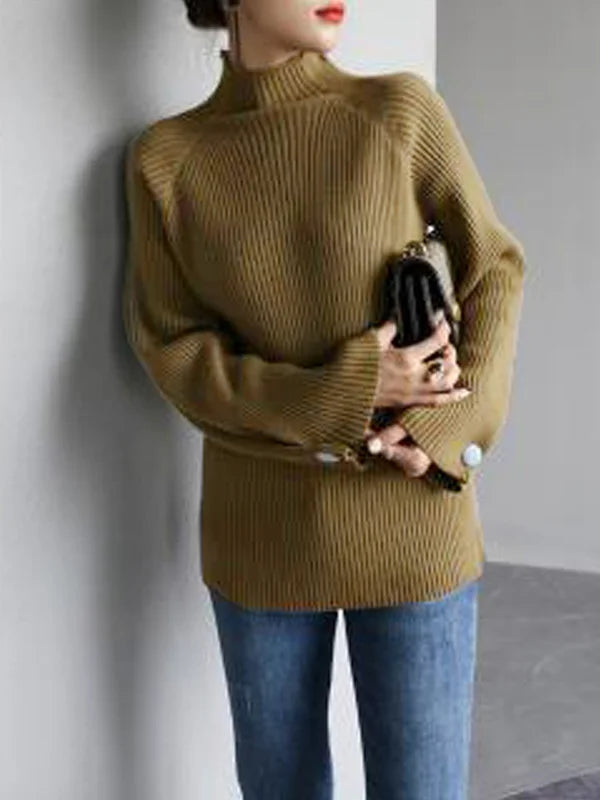 Ivyshape | Warmer Loose Turtleneck Sweater for Women