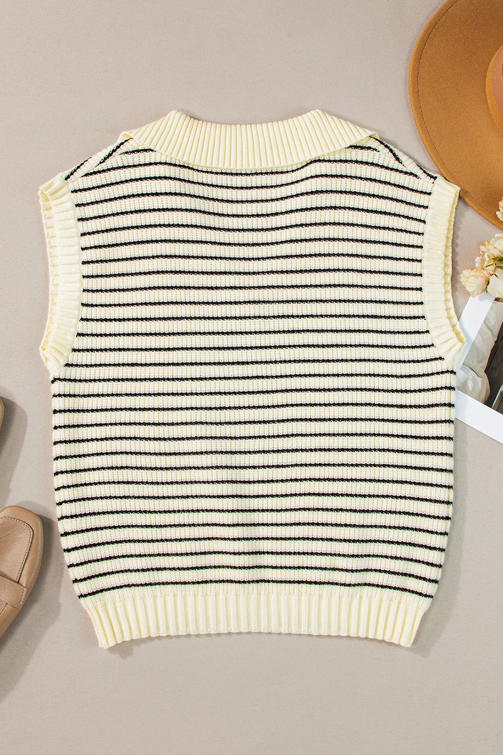 Ivyshape | Striped Collared Neck Tank