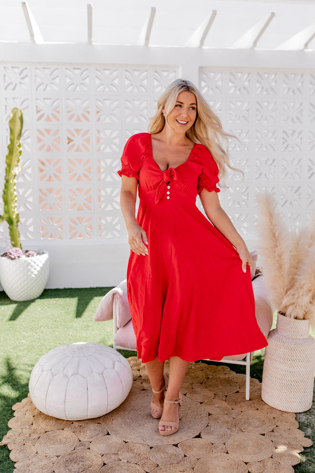 Lotus Dress - Crimson Red