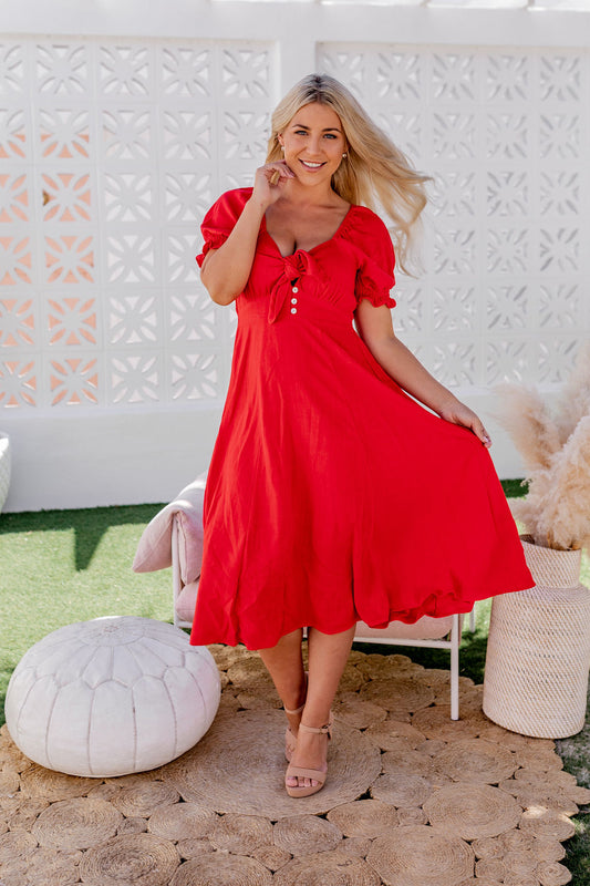 Lotus Dress - Crimson Red