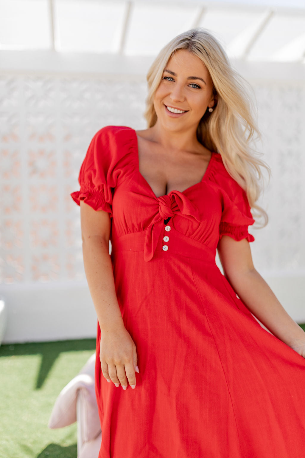 Lotus Dress - Crimson Red