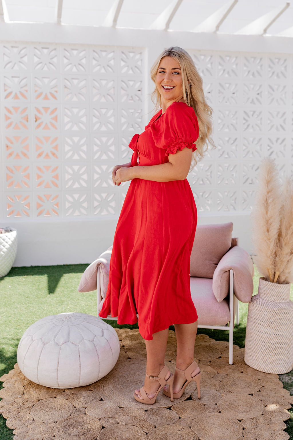 Lotus Dress - Crimson Red