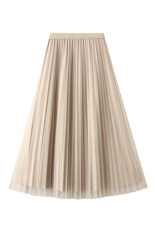 Ivyshape | Pleated A-Line Gauze Skirt