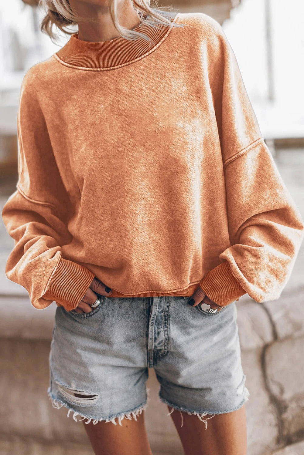 Ivyshape | Drop Shoulder Pullover Sweatshirt