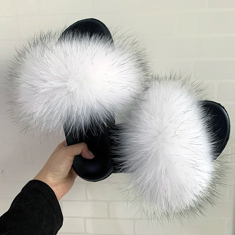 Fluffy Real Fur Slippers for Women