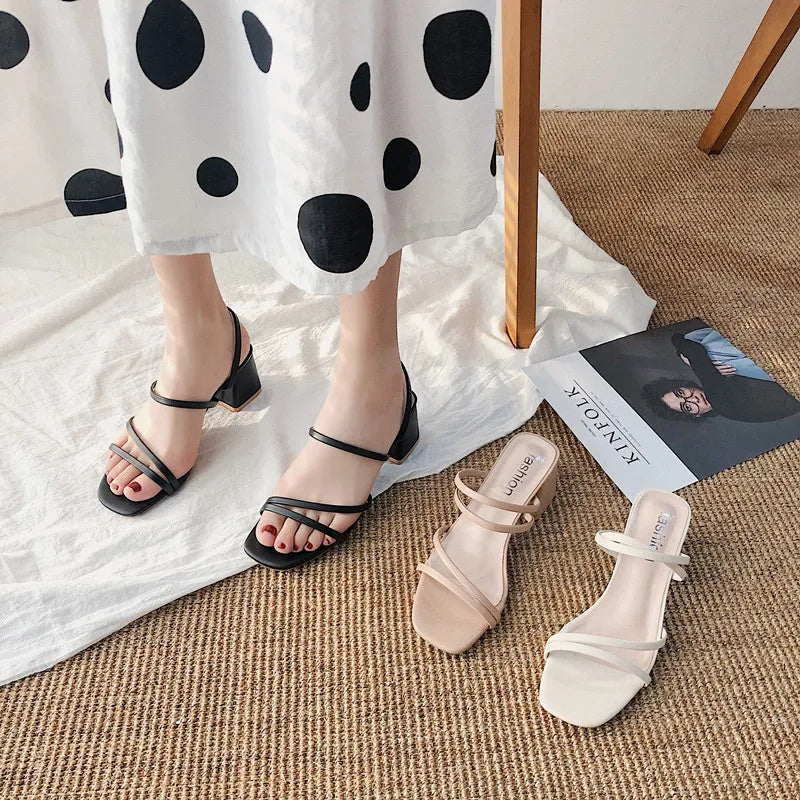 Ivyshape | Strap Block Heel Sandals