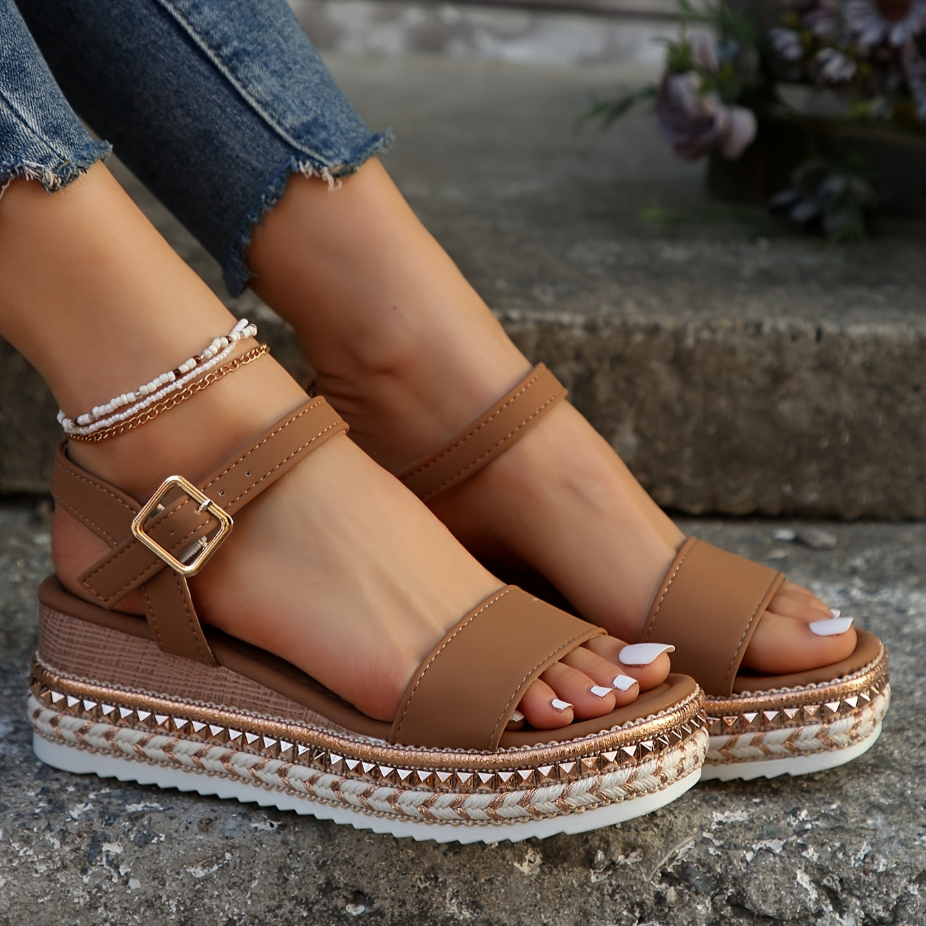 Ivyshape | Elegant Women's Buckled Comfort Platform Sandals