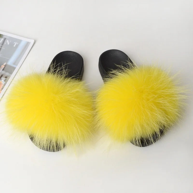 Fluffy Real Fur Slippers for Women