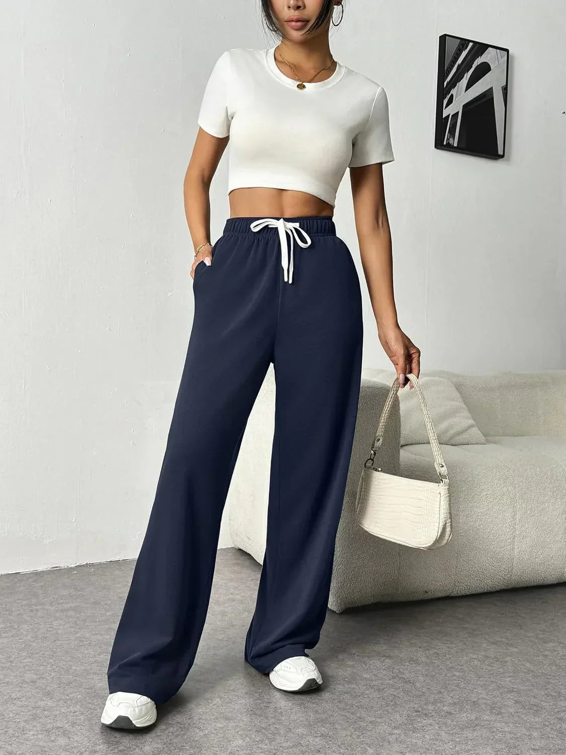 Ivyshape | Stylish Wide-Leg Jogging Trousers for Women