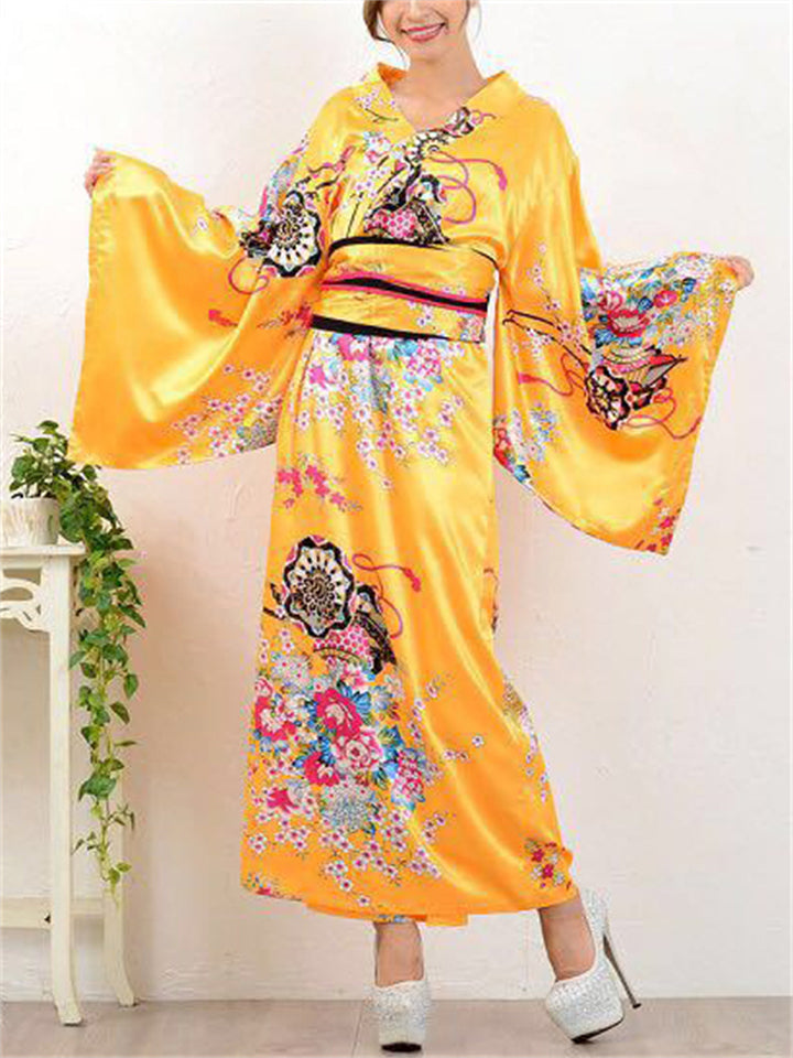 Vintage Cherry Blossom Wide Sleeve Kimono for Women