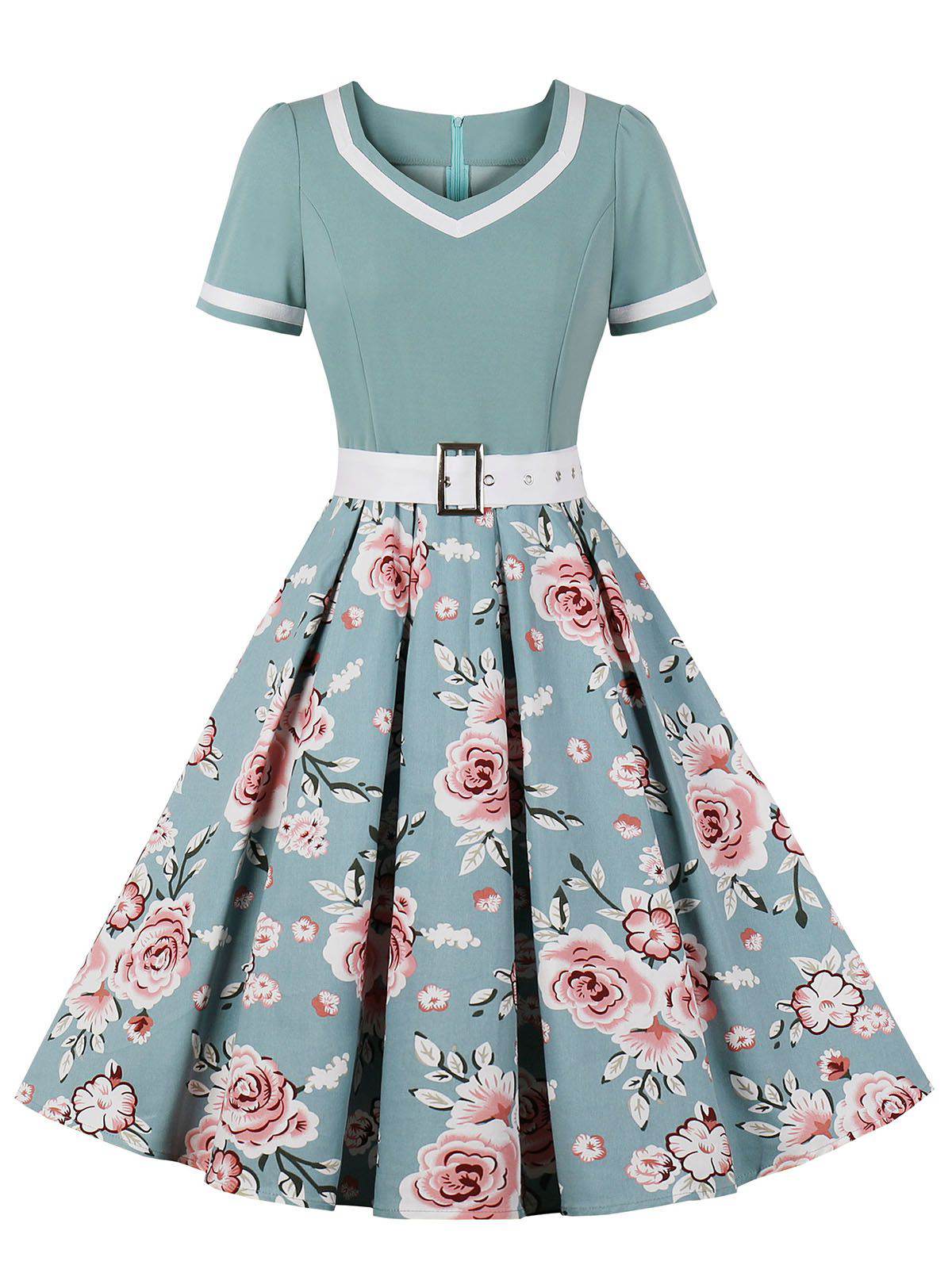 Floral Patchwork Swing Dress