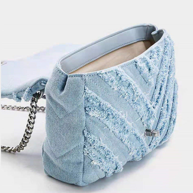 Ivyshape | Stylish Light Blue Denim Shoulder Bag for Women