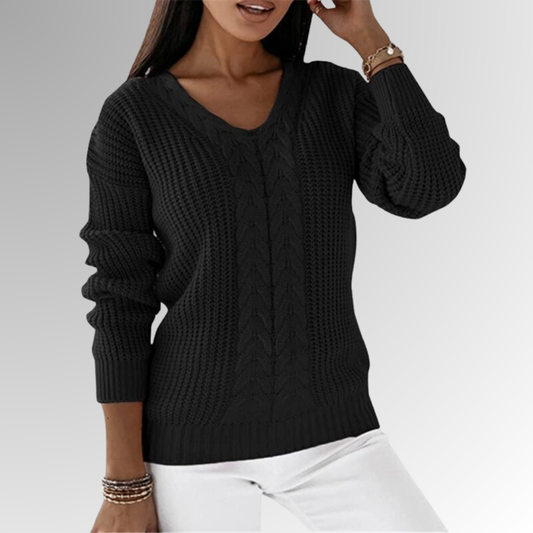 Ivyshape | Soft Knit Sweater with Cable Pattern