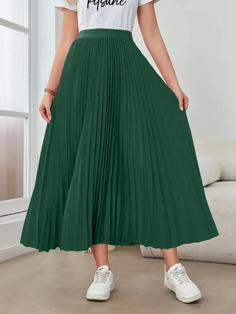 Ivyshape | Women's Stylish Pleated Skirt Long