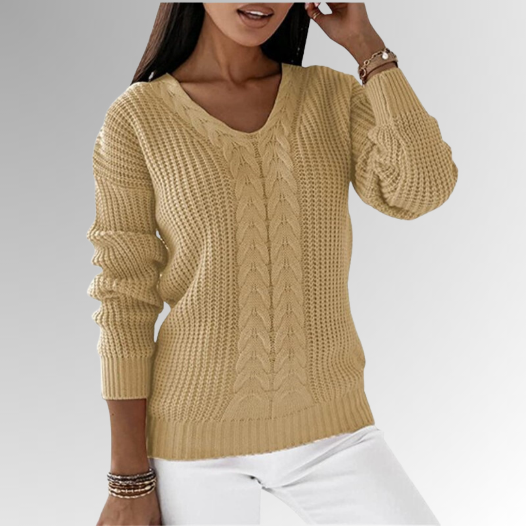 Ivyshape | Soft Knit Sweater with Cable Pattern