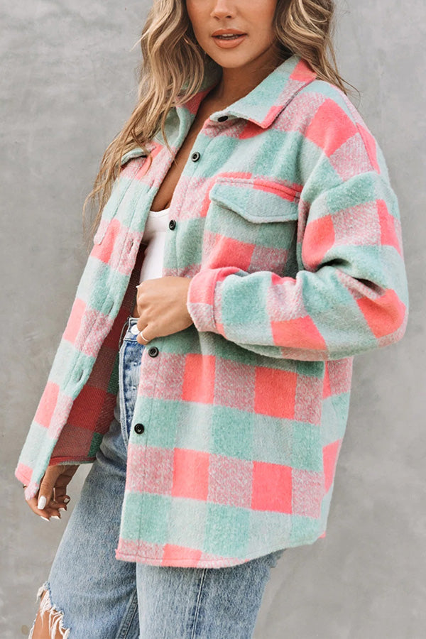 Ivyshape | Plaid Colorblock Casual Oversized Jacket