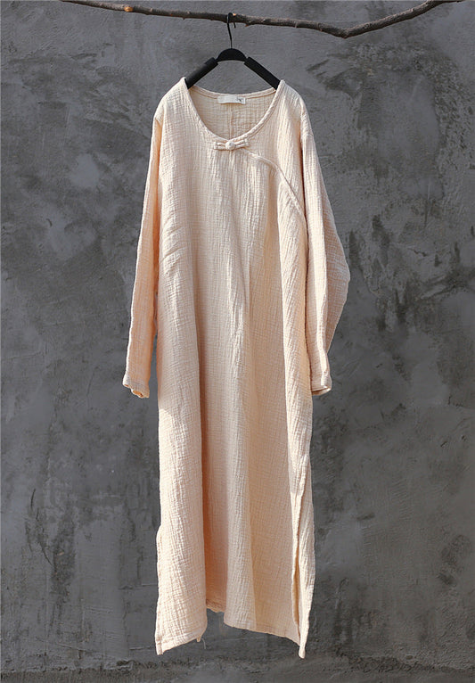 Ivyshape | Zen Cotton Linen Robe Dress with Artistic Retro Chinese Style