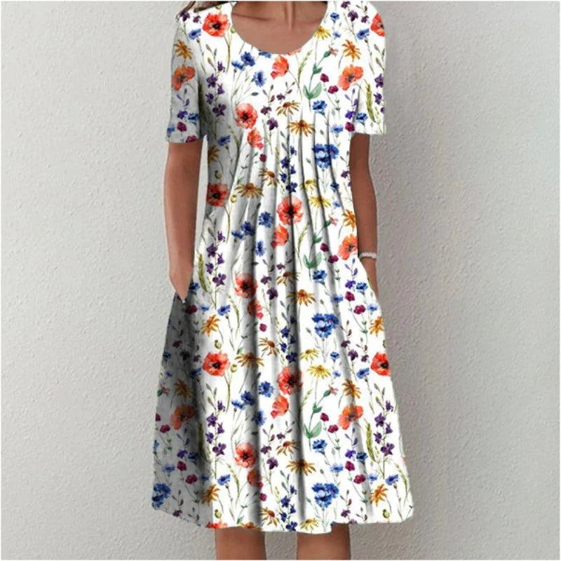 Ivyshape | Women's Mid Classic Floral Dress Comfy