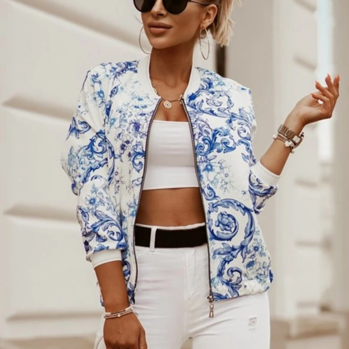 Ivyshape | Women's Floral Jacket Stylish