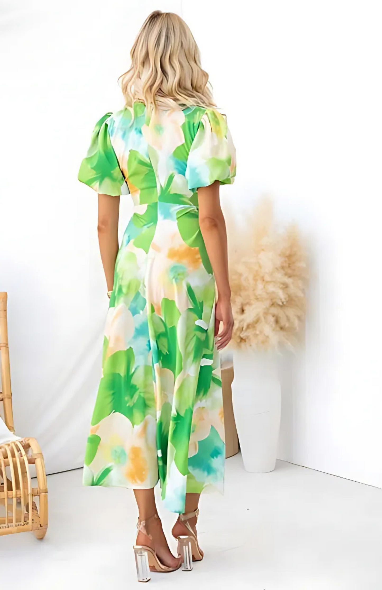 Ivyshape | Puffed Shoulder Maxi Dress