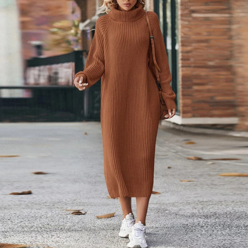 Ivyshape | Women's Turtleneck Dress Loose