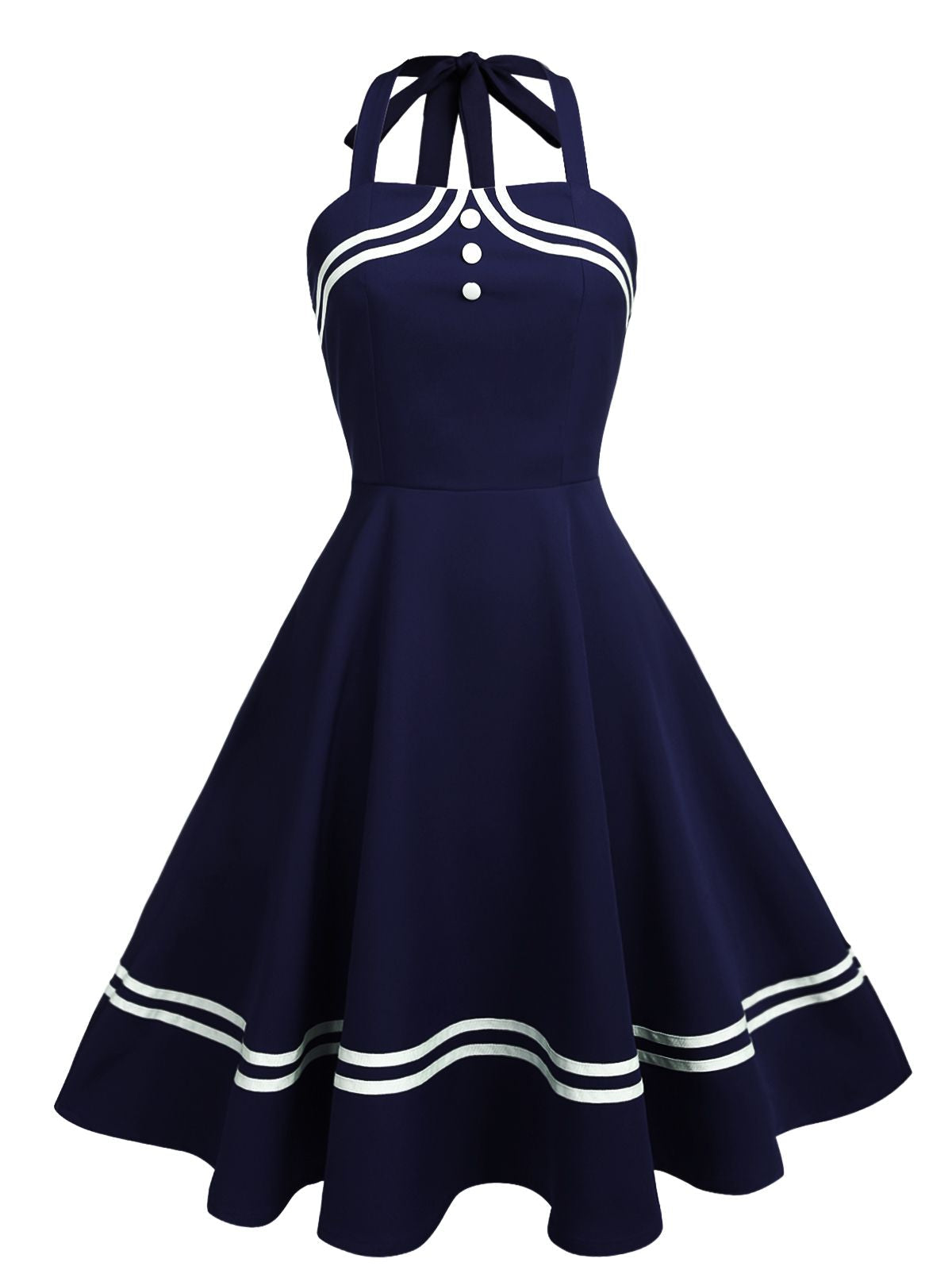 Halter Navy Swing Dress