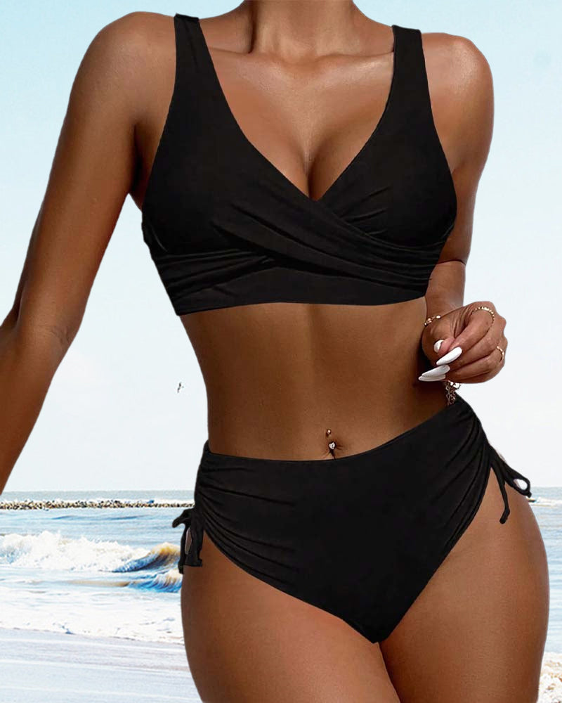Ivyshape | Bikini Swimsuit with Drawstring and Lacing at the Back