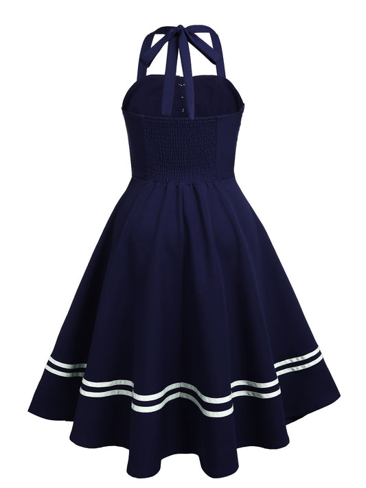 Halter Navy Swing Dress