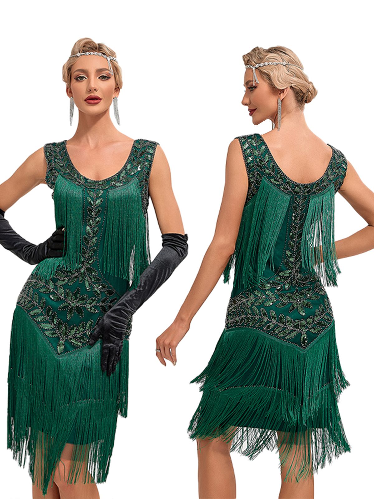 V-Neck Sequined Mesh Mermaid Dress