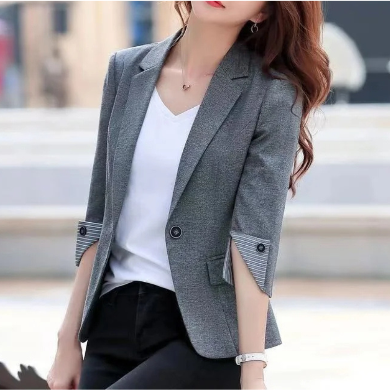 Ivyshape | Stylish 3/4 Sleeve Spring Blazer for Women