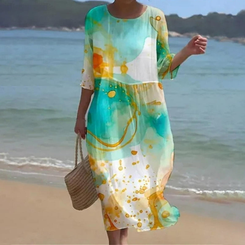 Ivyshape | Elegant Floral Pattern Dress That Covers The Stomach