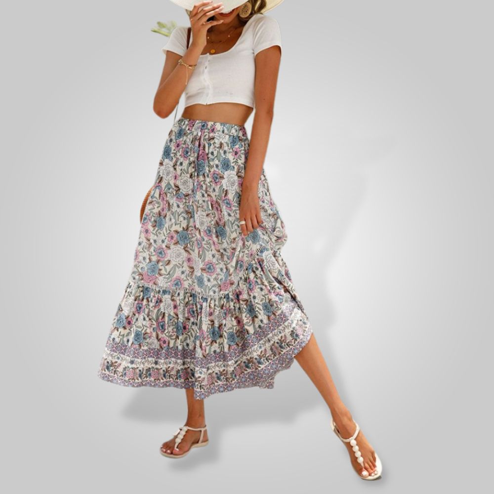 Ivyshape | Women's Summer Boho Skirt Long