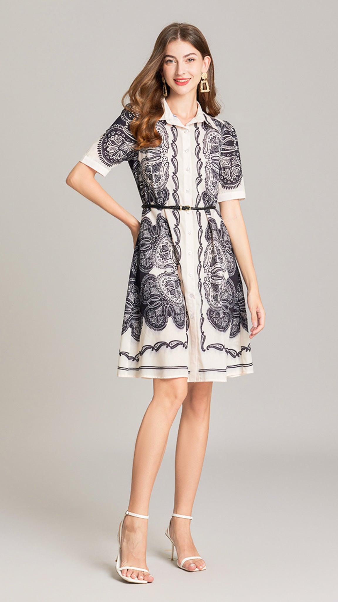 Paisley Printed Shirt Dress