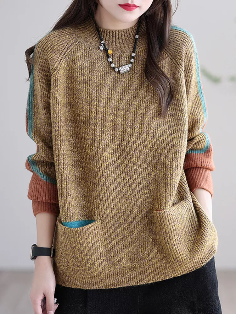 Ivyshape | Women's Oversized Sweater with Pockets