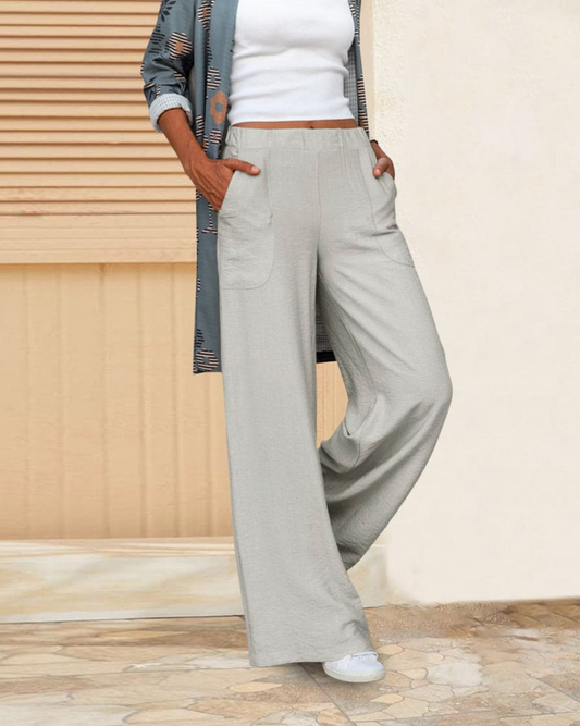 Ivyshape | Mid-Rise Pants with Wide Legs