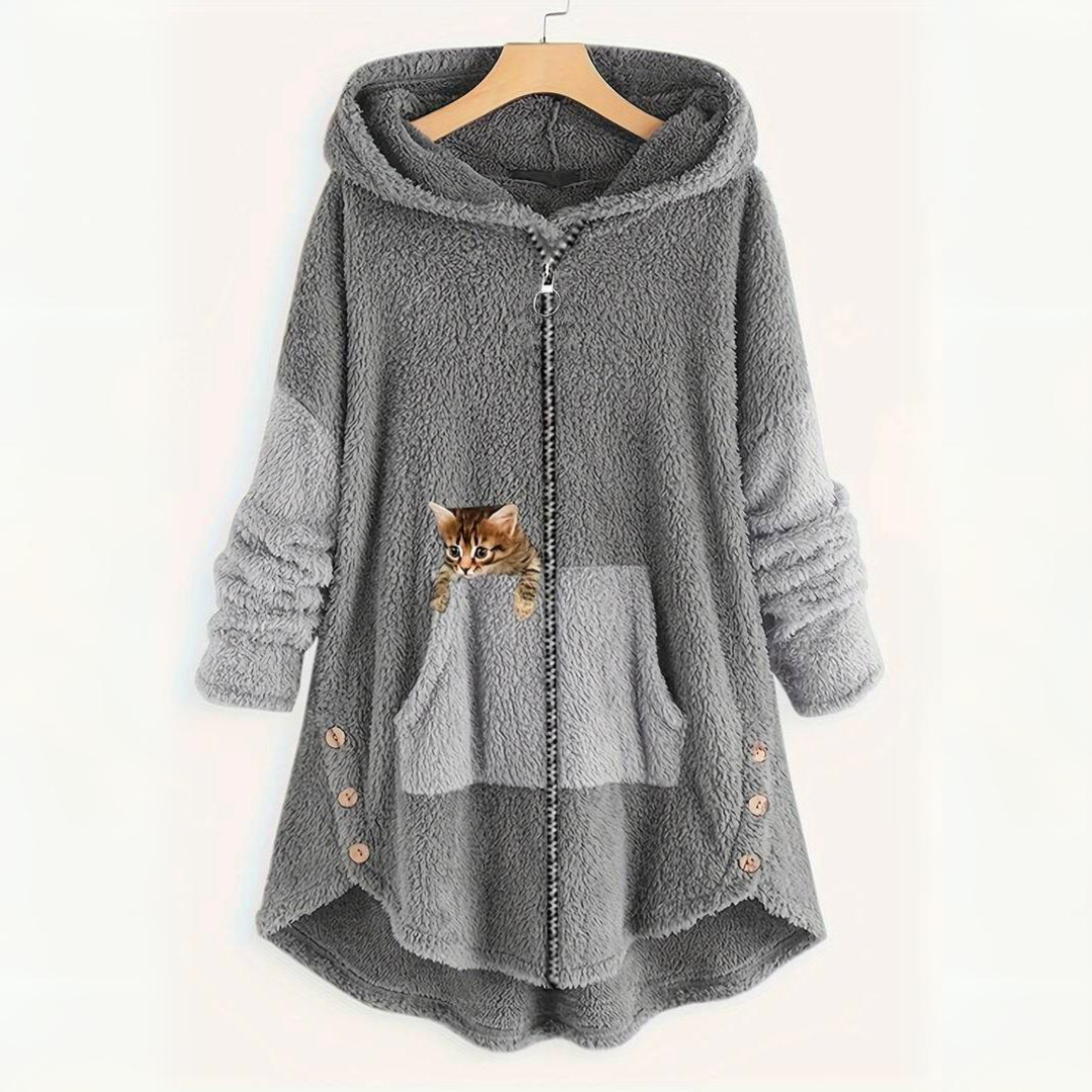 Ivyshape | Warm Fluffy Cat Hoodie